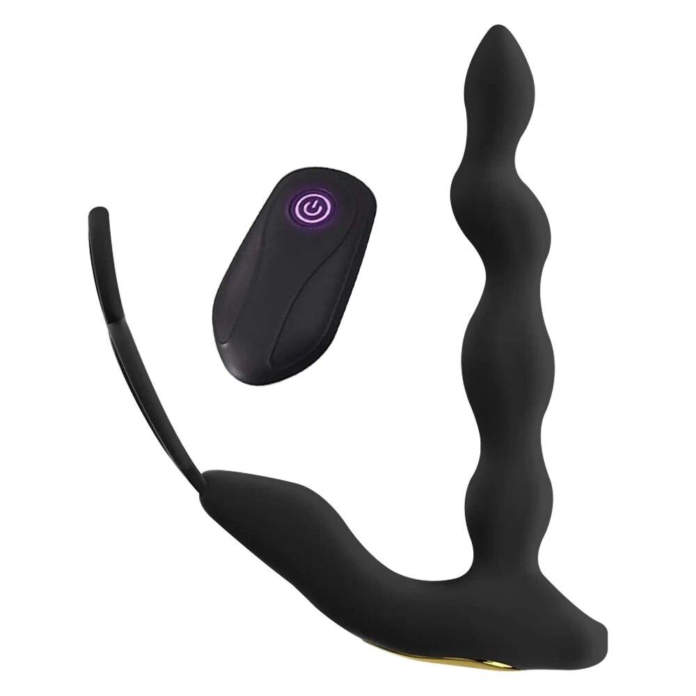 Männlicher Prostatamassage-Stimulator, Analvibrator, drahtlose Steuerung, Verzögerung der Ejakulation, Penisring, Analplug, Hintern, Sexspielzeug für Männer
