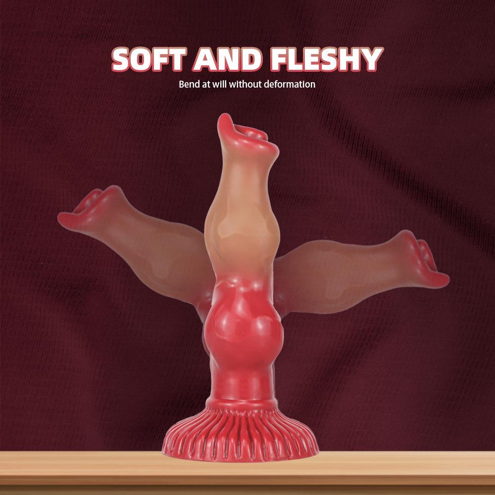 Double Knot Dog Dildo - Liquid Silicone Animal Penis for Anal & Vaginal Play, Realistic Cock with Suction Cup - Adult Toy for Women & Couples