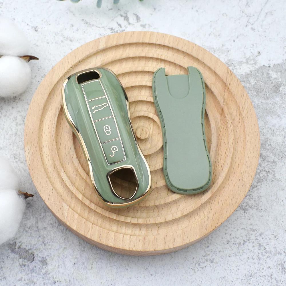 Soft Tpu Car Key Cover Case Bag For Porsche Macan 911 Panamera Cayenne Carrera Taycan Fob Shell Holder Protector Accessories