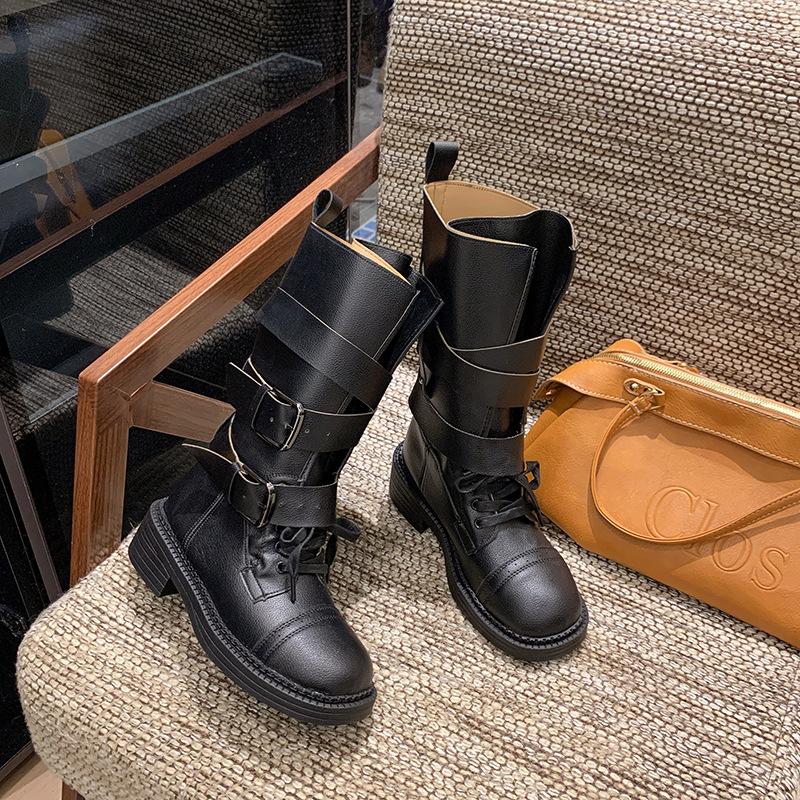 Retro British Martin boots women's 2025 autumn new thick heel belt buckle short boots locomotive boots versatile boots tide