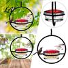 Backyard Bird Watching Supplies Metal Hanging Hummingbird Feeders for Outdoors Feeder with Red Glass Durable Iron Bath Bowl & Perch Decorative