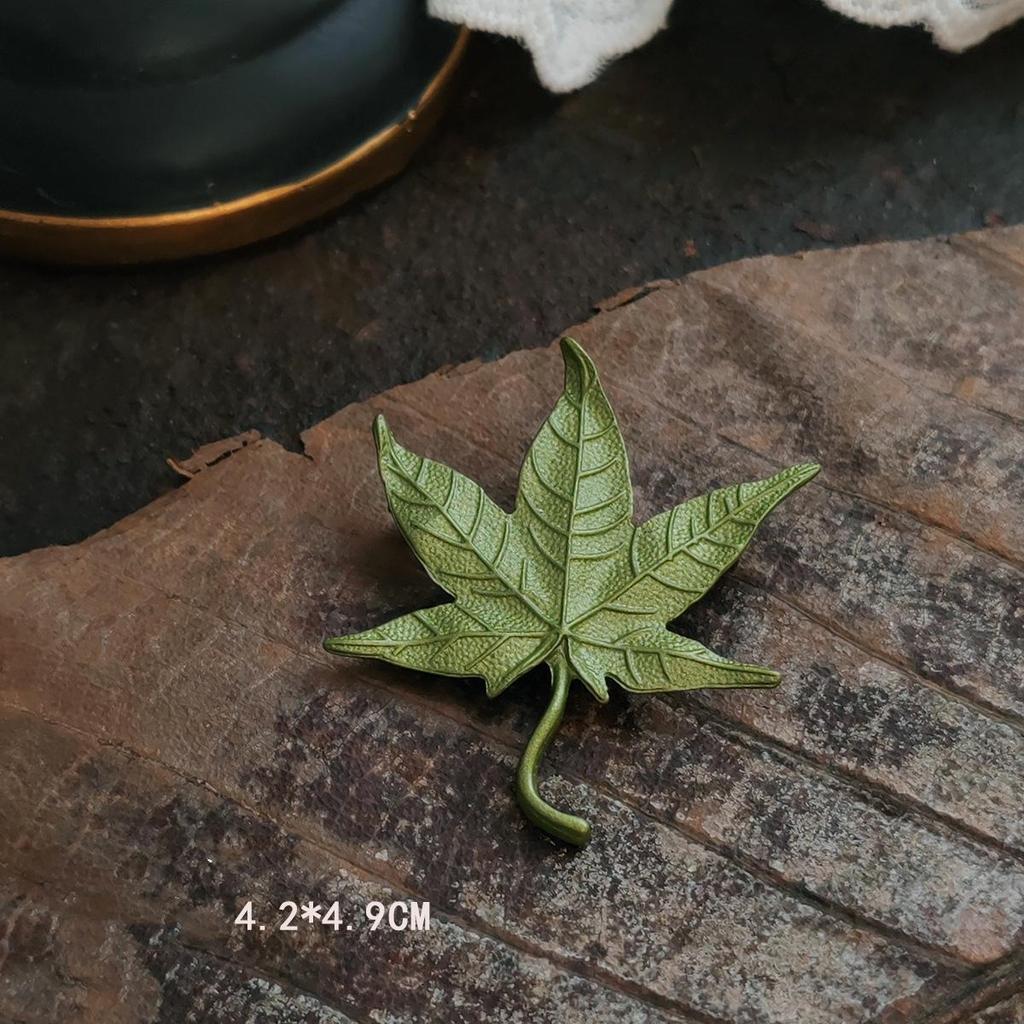 Handmade Vintage Lily of the Valley Enamel Leaf Brooch Pin