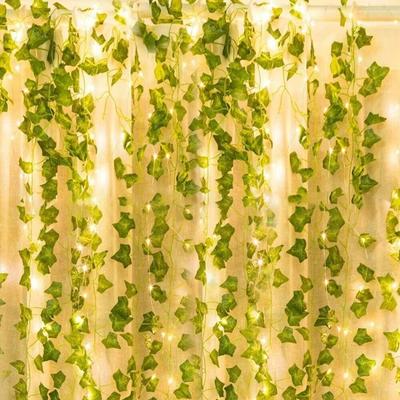 LED Leaf String Lights Garden Artificial Vine Fairy Lights Garland Battery Powered for Outdoor Wedding Christmas Decorations