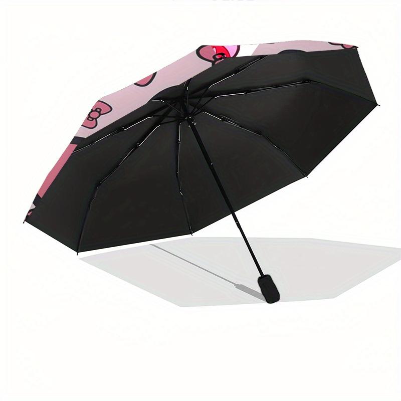 Hello Kitty,Tea Party Automatic Folding Umbrella-Simple 8-Rib Design, Bright Cartoon Pattern, Durable Iron Frame, Suitable For Travel, Outdo