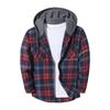 Men's Flannel Plaid Button-Up Shirt Jacket with Hood for Casual Outdoor Wear