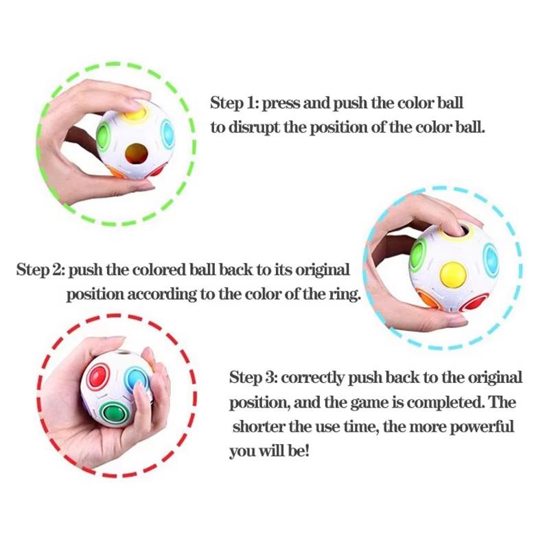 3 Peças Cubo Mágico Esférico Criativo Speed Rainbow Ball Puzzles Aprendizagem Brinquedos Educativos Para Crianças Adultos Escritório Antiestresse Presente