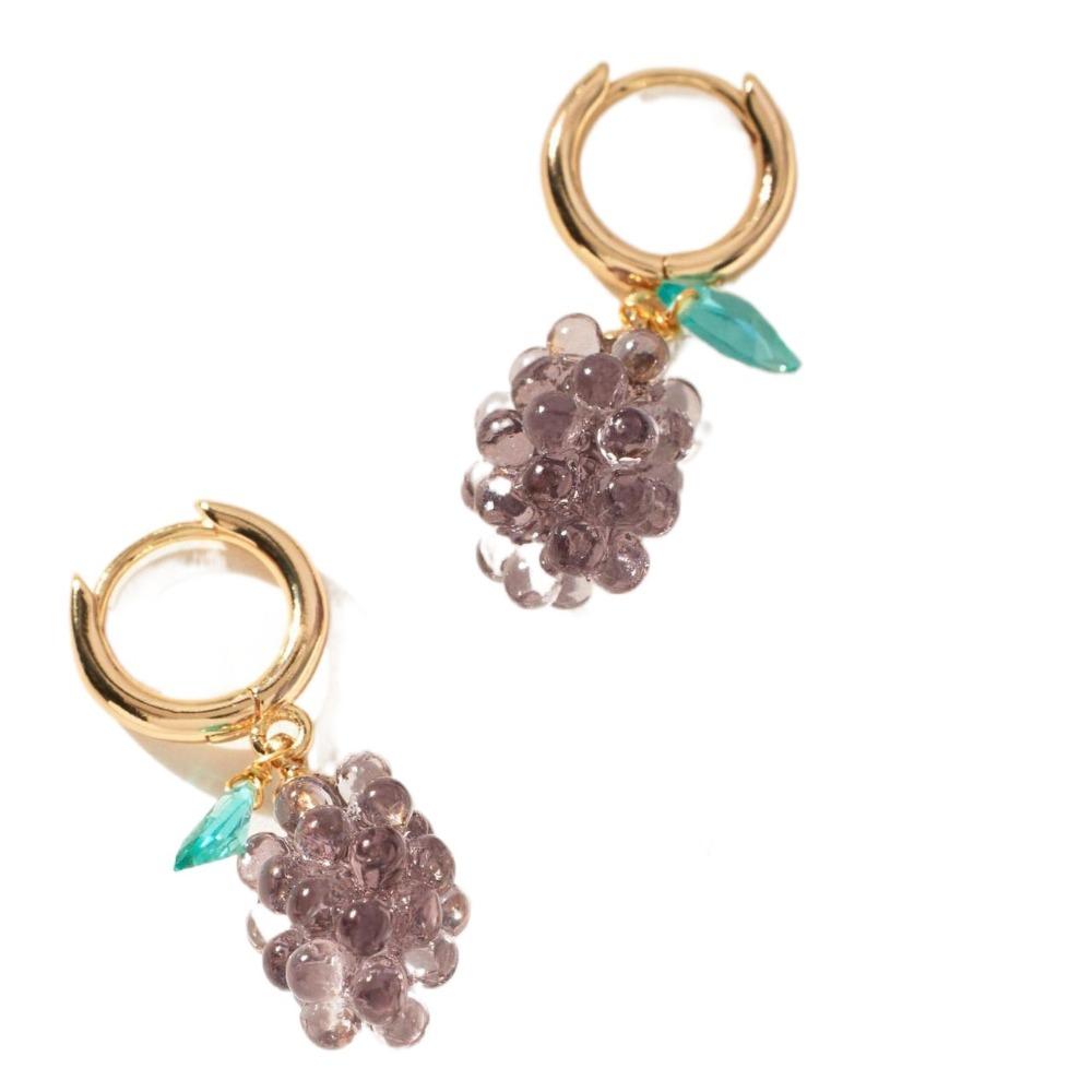 

Lip Fruit and Vegetable Earrings Starfish Enamel Hoop Earrings Temperament Charms Ear Buckle Party Purple Grape