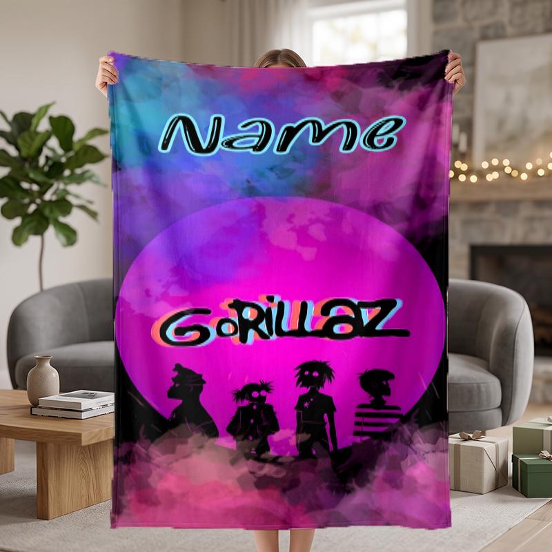 Gorillaz Custom Flannel Blankets Soft Warm Cozy Throws for Home Decor Holiday Gifts