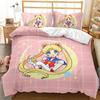 Anime CartoKawaii Sailor Moon Bedding Set for Girls Luxury Duvet Cover Pink Comforter Twin Duvet Cover Set with Pillowcase Gifts