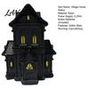Illuminated Gothic House Ornament Lighted Halloween Village Statue with LED Light, Cabinet Black Spooky Figurine for Tabletop Holiday Home Decor