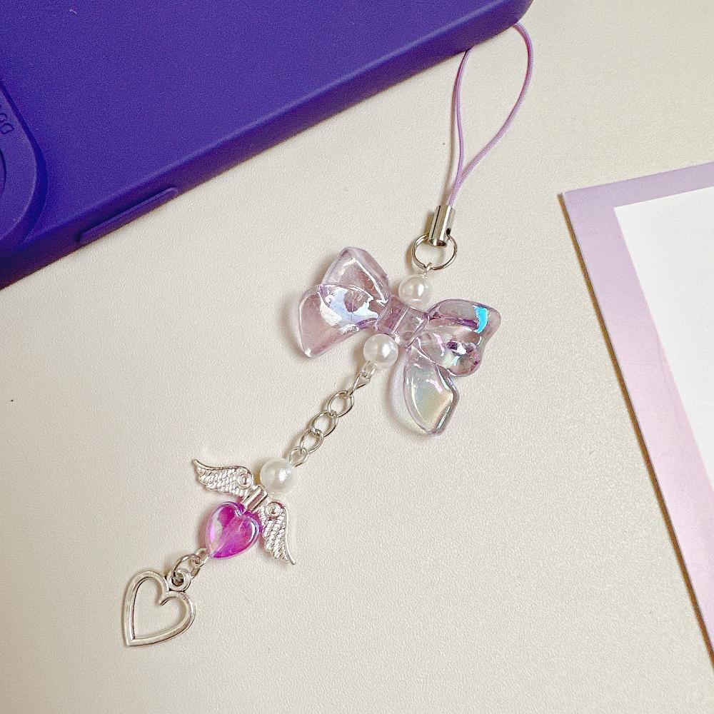 Wings Heart Fringe Phone Lanyard Love Pendant Bowknot Phone Chain  Key  Accessories