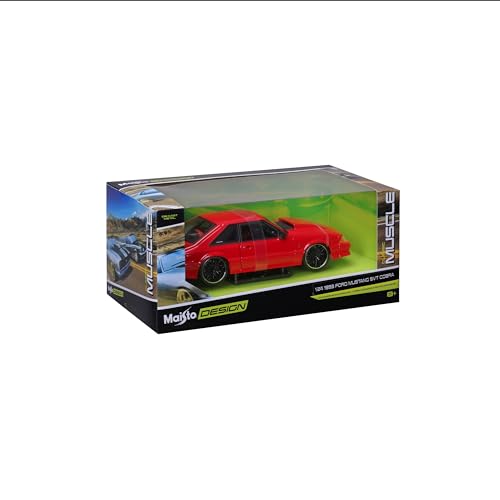 Maisto 1/24 Scale Ford Mustang SVT Cobra 1993 Red Custom Classic Muscle Series / Diecast Model Car, Finished Model 32549
