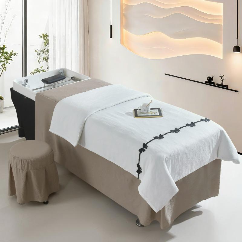 70x150cm 3-Piece Set Summer Lightweight Bubble Gauze Massage Bed Cover for Thai Shampoo Bed Head Therapy Bed Linen