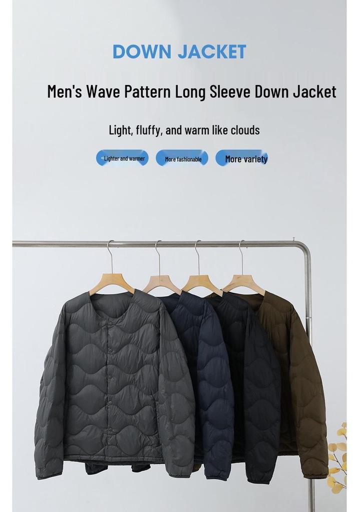 Men's Lightweight Portable Down Jacket with Curved Stitching