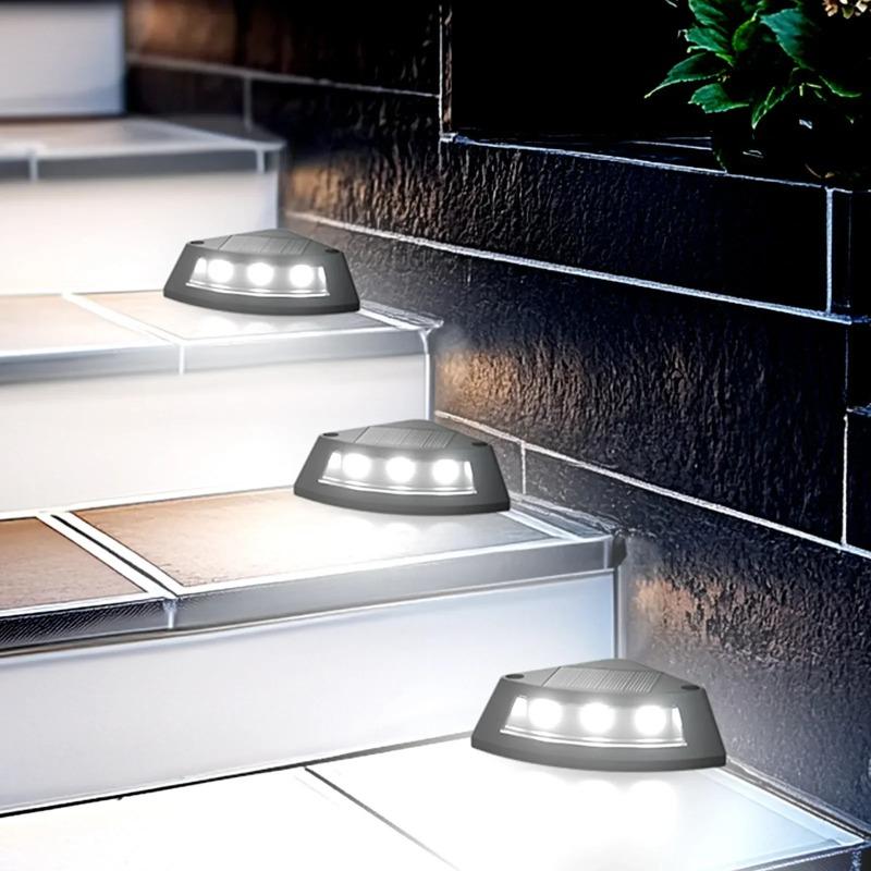 8Pcs Solar Step Lamp Outdoor Waterproof Wireless Garden Stair Lighting for Patio Walkway Deck Steps Garden Decorative Lights