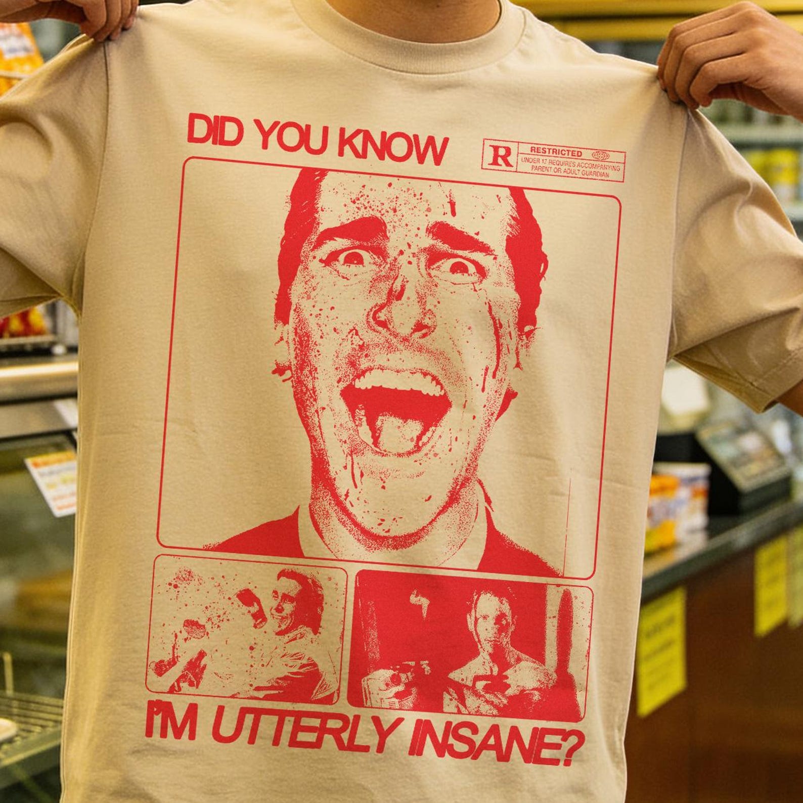 Patrick Bateman Movie Tee, Grunge 90s Classic Psycho Graphic Tee S