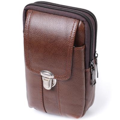 Men's Bag with Two Compartments Made of Genuine Leather VINTAGE Bag 22738 Brown