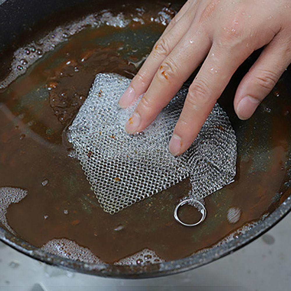Square Pan Rust Remover Rust-free Steel Wool Pot-washing Net Stainless Steel Dishcloth  Bowl