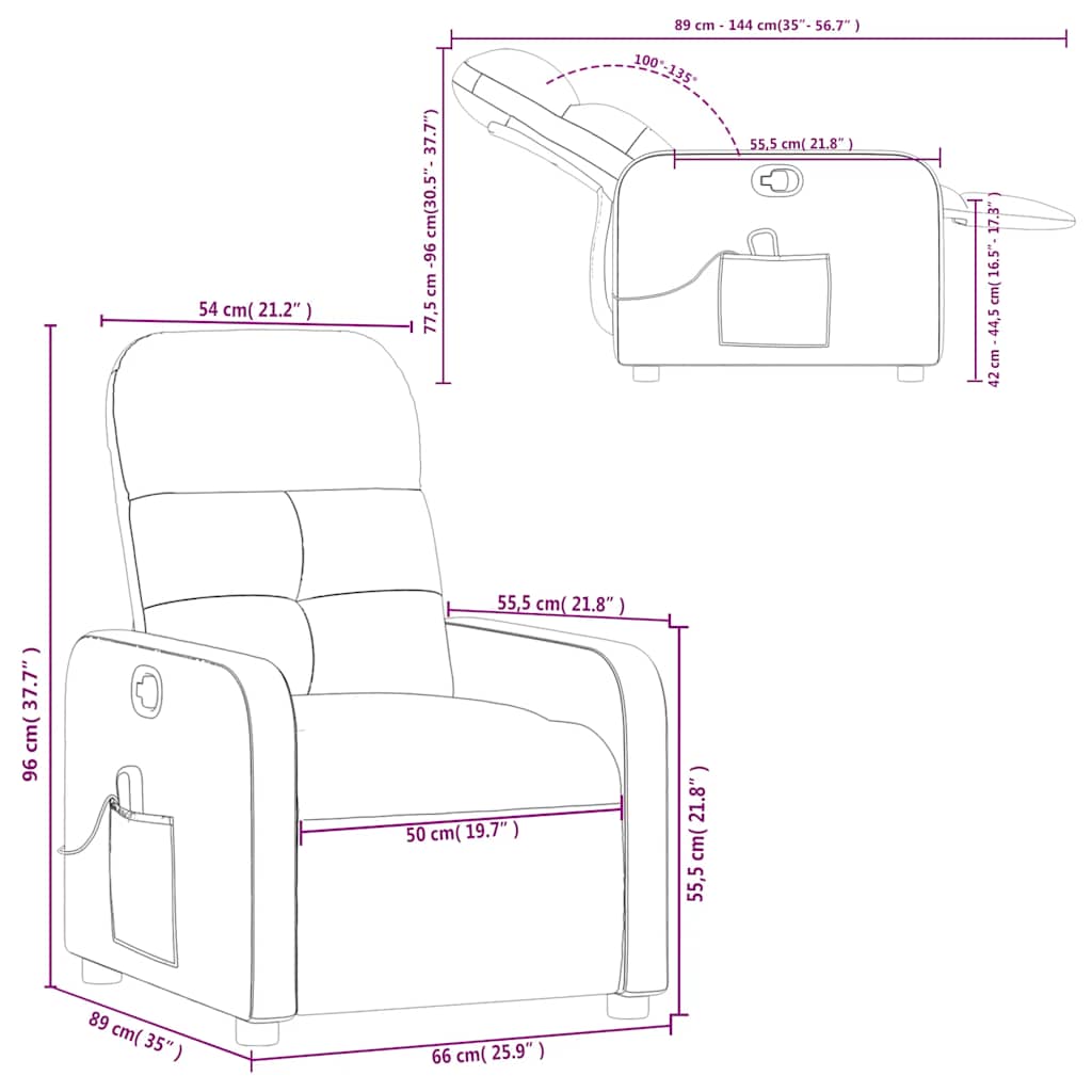 Massage Chair Dark Brown Fabric