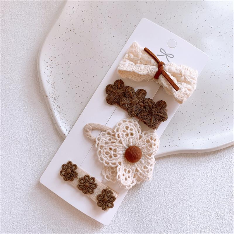 Cute Lace Flower Bow Hairpins Set Children Girls Kids Hair Clips Pins Barrettes Accessories Hairclip Headwear Headdress Ornament