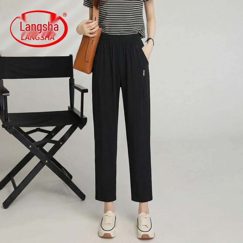 LangSha Women s Summer Straight-Leg Cropped Casual Pants 4XL