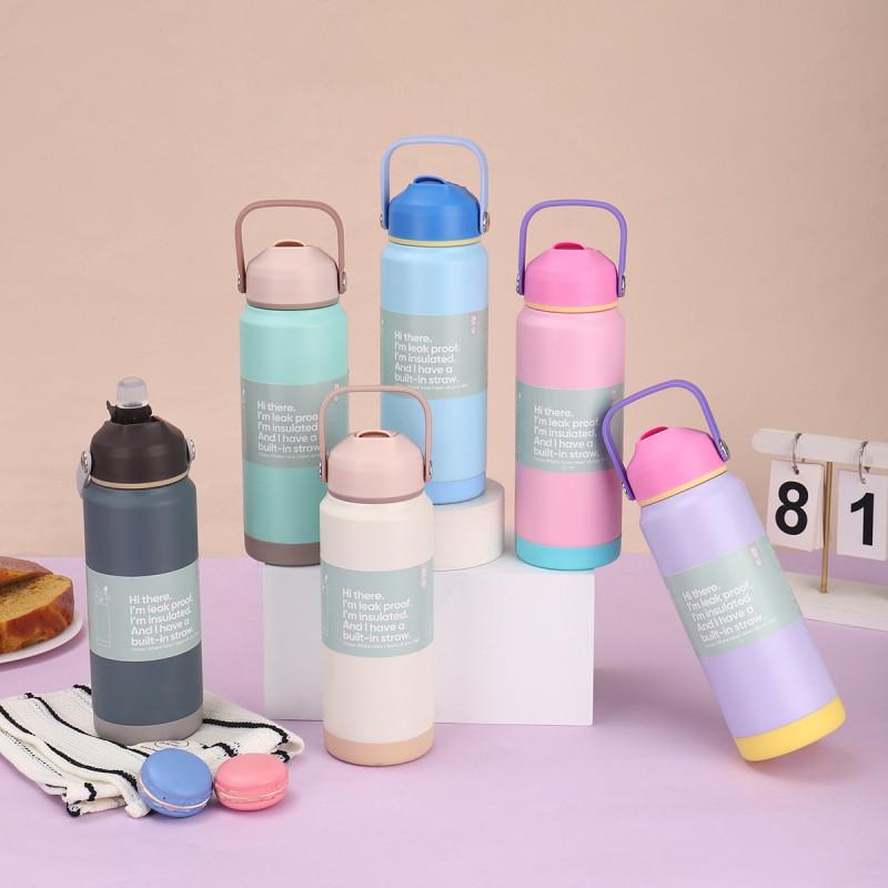Pastel Color Stainless Steel Vacuum Insulated Travel Tumbler With Straw Lid 24oz Portable Thermos Women Men Outdoor Office