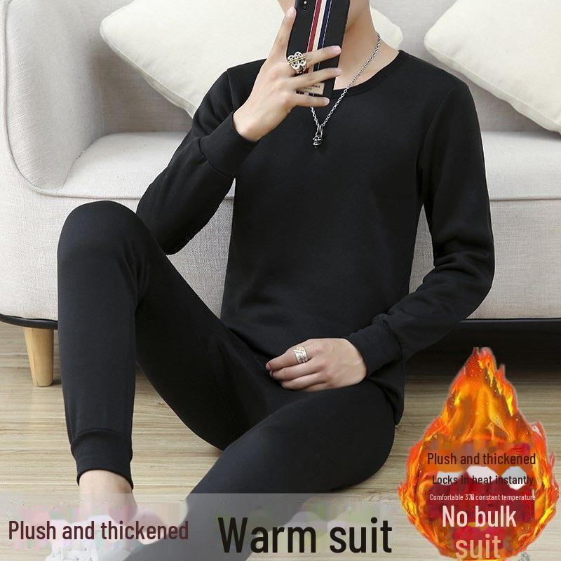 "Men's Plus Size Thermal Underwear Set - Half Turtleneck, Thick Velvet for Winter, Ideal for Middle-Aged and Elderly"