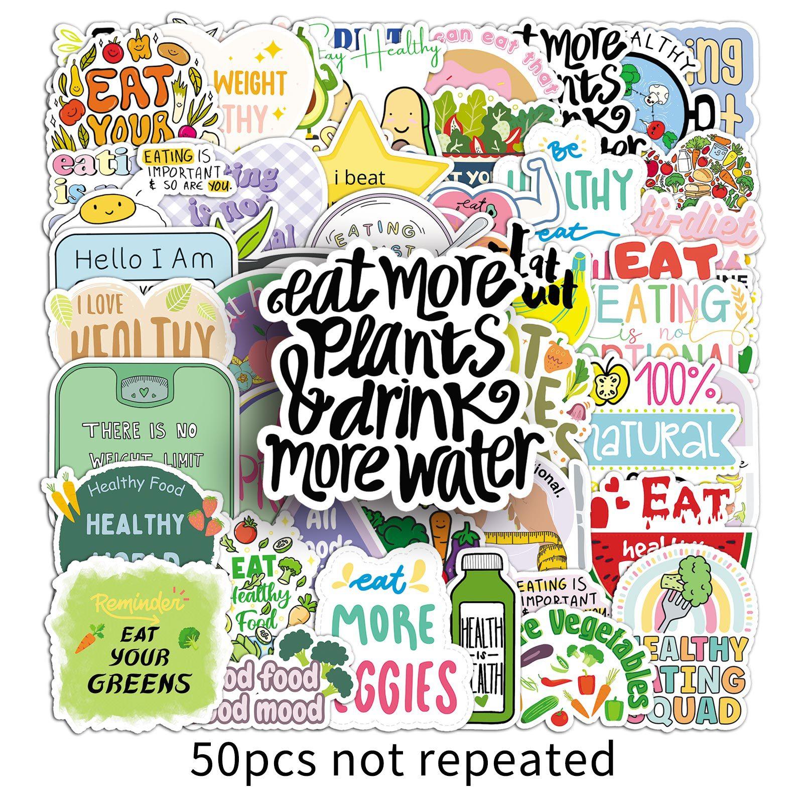 

50 Диета Здоровые Граффити Наклейки Персонализированные Английские Предложения Креативные Декоративные Наклейки для Чехла Мобильного Телефона, Ноутбука