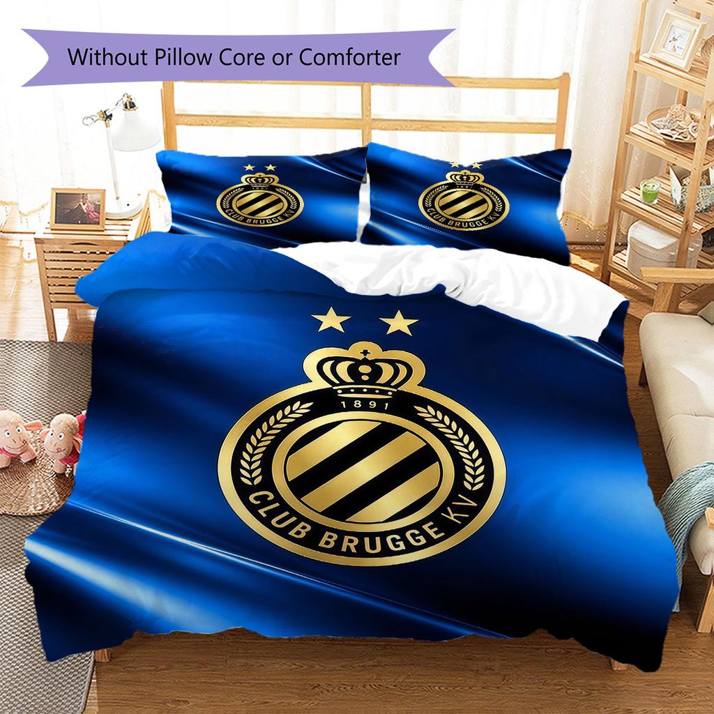 Club Brugge KV Pattern Bedding,Quilt Set Quilt Cover Pillowcase Home Birthday Gift(1 * duvet cover + 2 * pillowcase, without core)