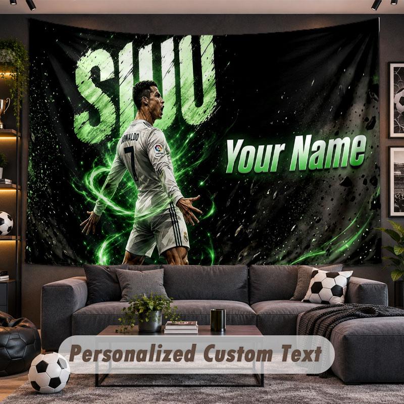 Wall Hanging Tapestry Custom NameCristiano Ronaldo Pattern Personalized Printed Fabric Wall Decor