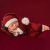 VNGOLERRY Santa Costume for Baby Knit Romper Hat Christmas Photo Commemorative Photo Baby Shower Newborn Sleeping Position Art Newborns, & Set, Prop,