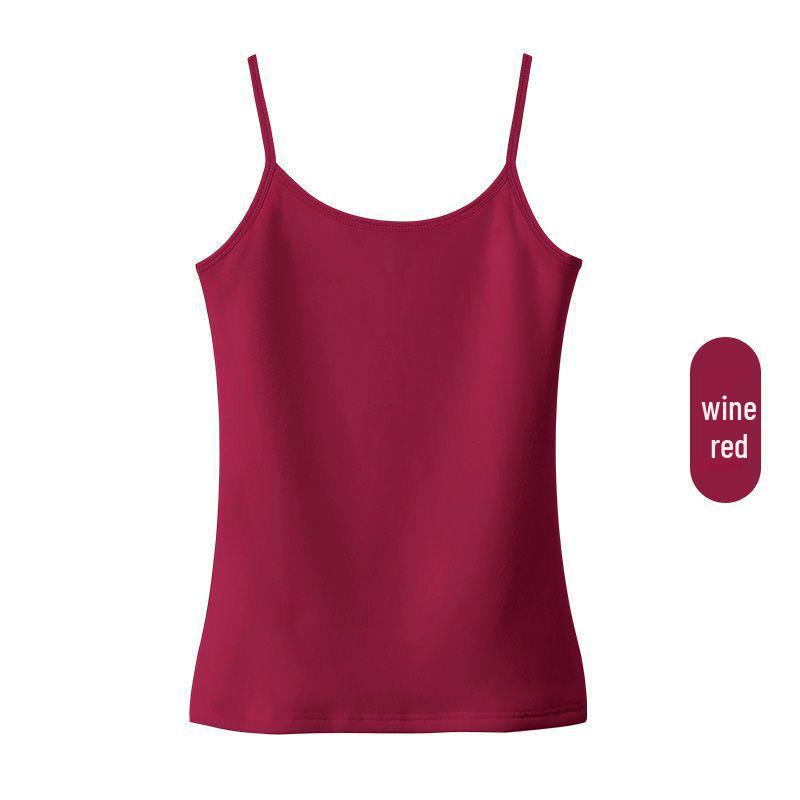 

Wine Red Cotton Camisole Vest for Women: Inner Wear for Suits, Base Layer for Spring & Autumn, White Outerwear, Sexy Clavicle Top for Summer M (85-95 lbs)