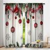Flat Printing Christmas Hot Party Curtains Ball Red Ribbon Pine Branch Digital Printed Polyester Drapes Non Set Of 2 Made