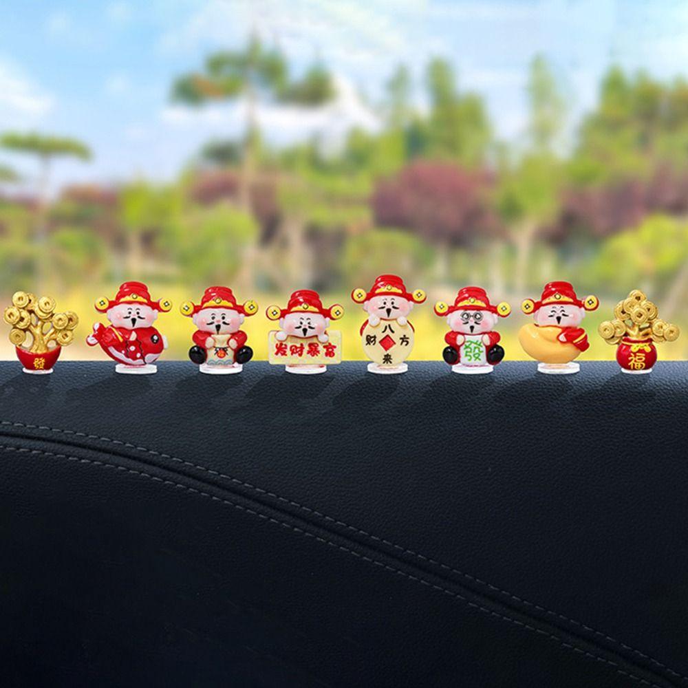 

8Pcs/Set Money Tree Resin Wealth Gods Attract Wealth Lucky New Year Statue Home Office Accessories Red Tree Set