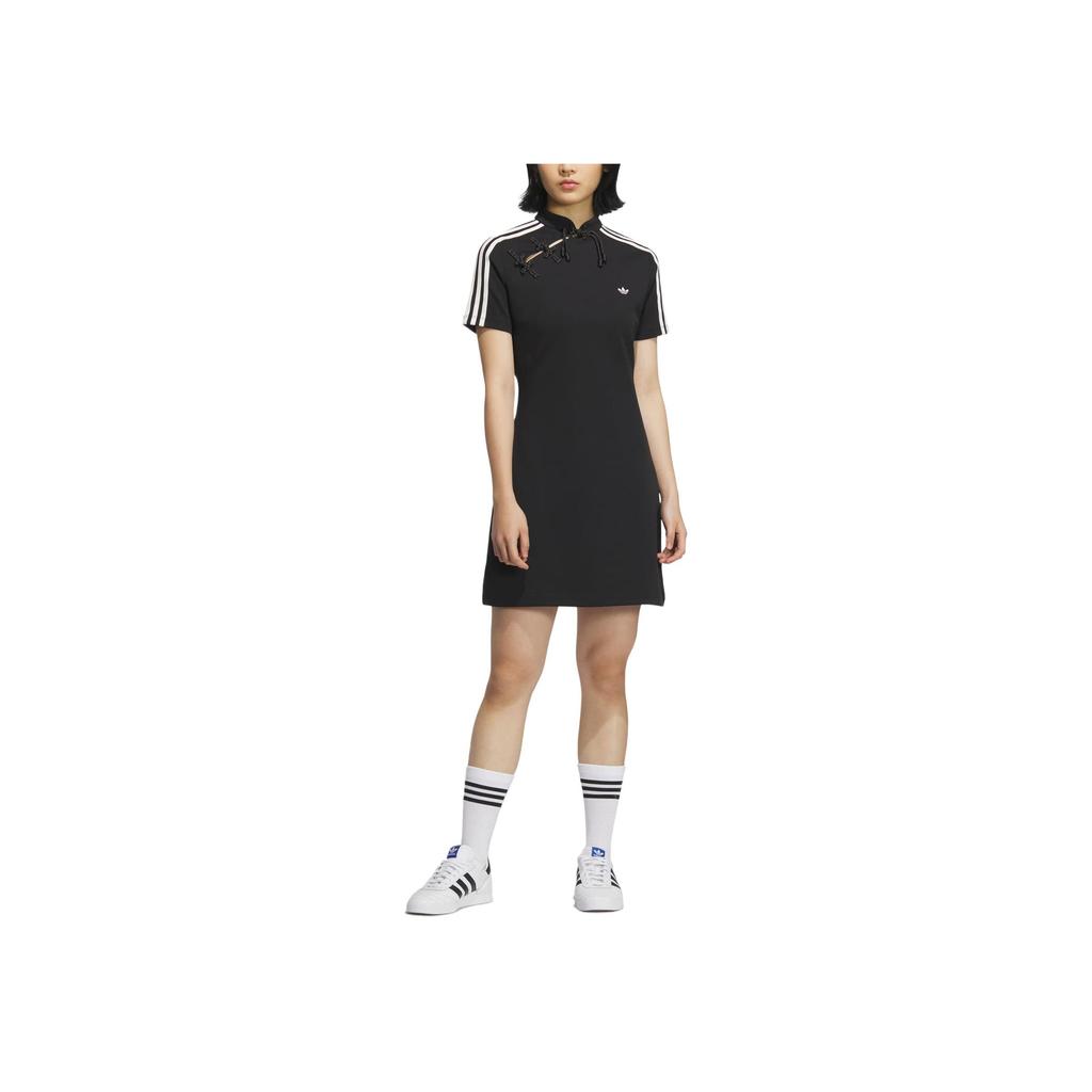adidas Originály Pohodlné Měkké Šetrné k Pokožce Módní Šaty s Krátkým Rukávem Dámské Šaty Černé KB6409