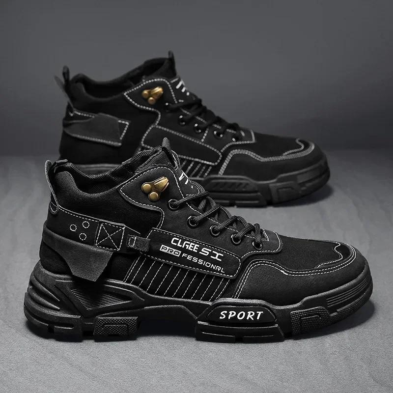 

Модные мужские рабочие ботинки, устойчивые к грязи, противоскользящие, рабочая обувь, толстые подошвы, походные зимние ботинки, износостойкие, мода 2024 42 чёрный