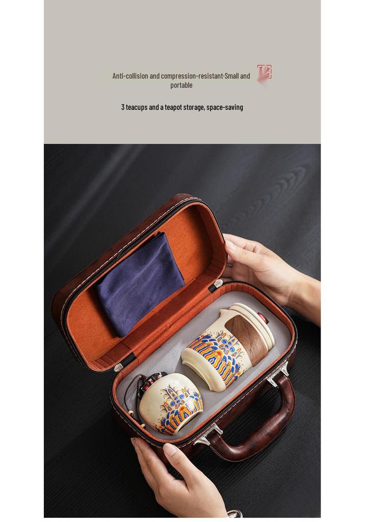 Retro Wave Portable Tea Set: Outdoor Gongfu Pot for Business & Cultural Travel