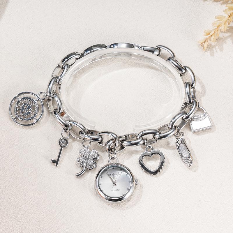 Bedel Ketting Armband Horloge, High-End Sieraden Horloge, Creatieve Persoonlijkheid Stijl Dames Horloge zilver witte kleur