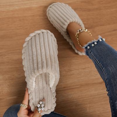 Fashion Women Slippers 2024 New Fashionable Slippers Minimalist Indoor Home Sandals with Striped Open Toe Cotton Slippers Slides Women