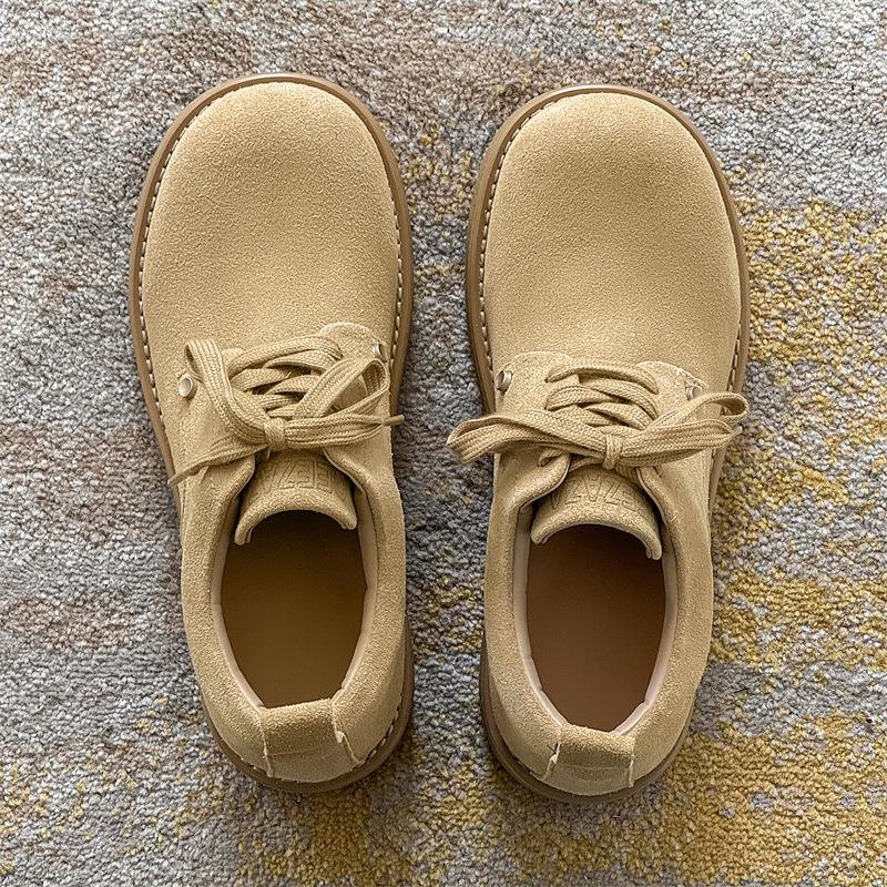 3386 Derby shoes men's spring and summer new Mickey big head shoes low-top big yellow boots round head fashion leather shoes men's