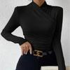 Schlankes und vielseitiges gerafftes T-Shirt mit Kreuzausschnitt für Damen im Herbst-/Winter-Design
