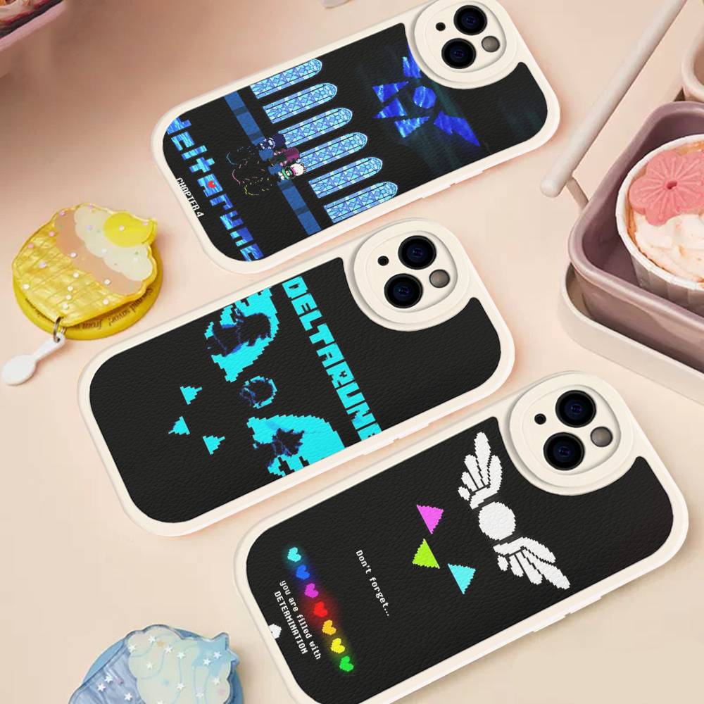 D-Deltarune Ralsei Leather Phone Case For iPhone 16 16e 15 14 13 12 11 Pro Max Plus Mini Cover