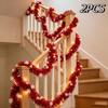 White/Red Christmas Snowflake Plush Ribbon 2M Xmas Tree Hanging Pendent  Stair Railing