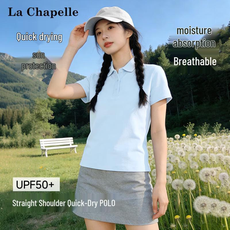 La Chapelle Women s Ice Silk Sun Protection Quick-Dry Polo Tee XL