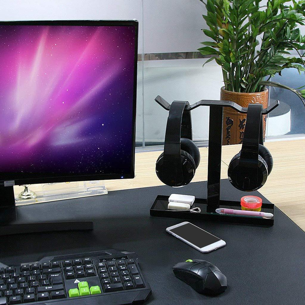 10.2in Height Headset Stand for Head Phone Holder Solid Base Supporting Bar for Most Headphone Size Solid Material ABS F