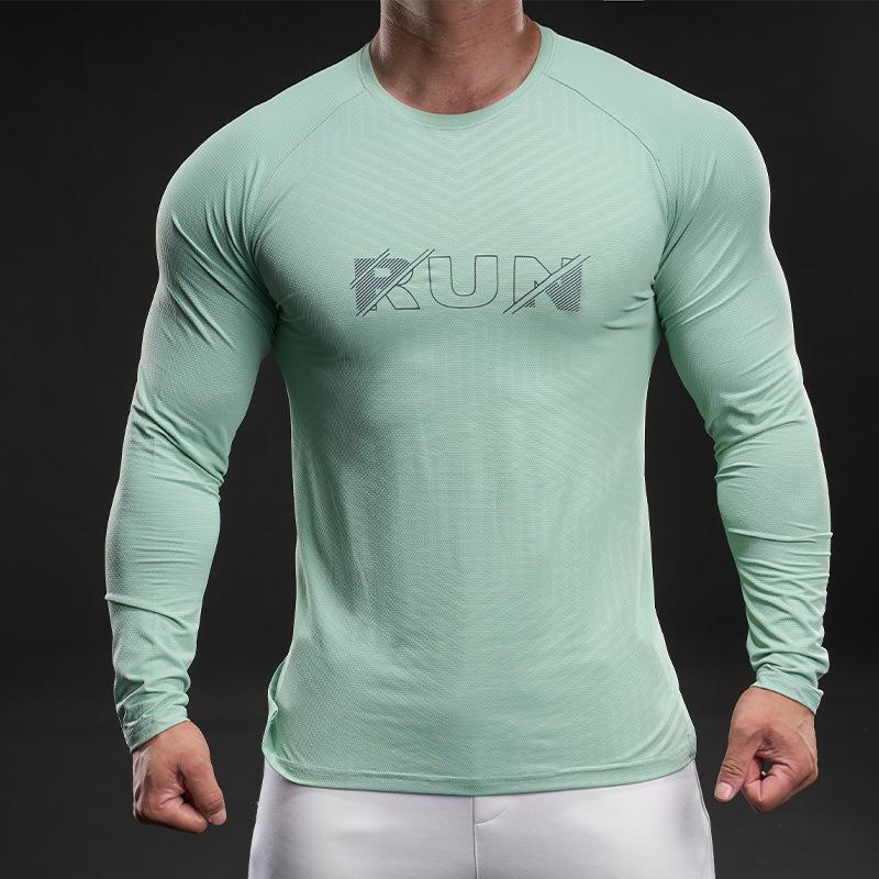 New Quick-drying Ice Silk Long-sleeved T-shirt Men's Casual Sports Fitness Outdoor T-shirt Top Men