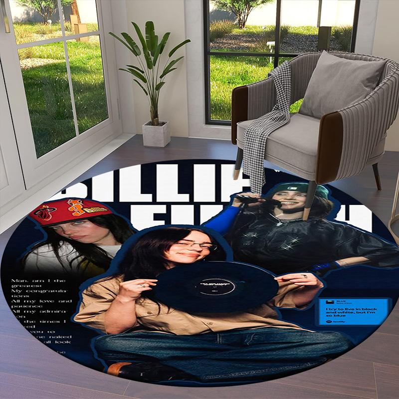 Billie Eilish Round Area Rug,Carpet Rug for Living Room Bedroom Sofa Playroom Decor,Non-slip Floor Mat