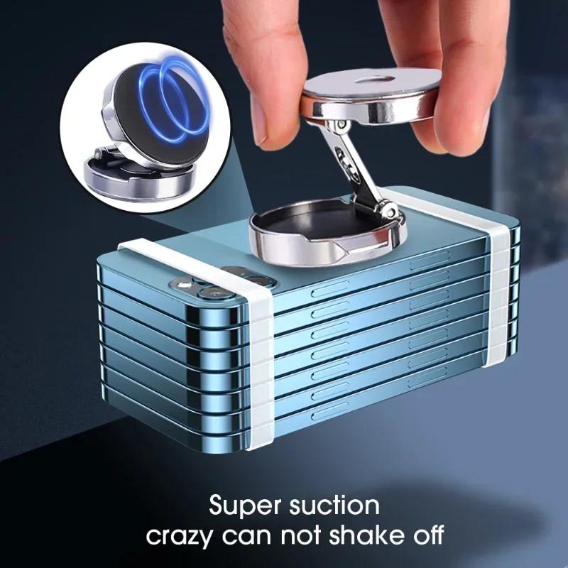 VIKEFON Car Mobile Phone Stand Strong Magnetic Car Holder 720° Foldable Round Bracket Support for Universal Phones Mount Holders