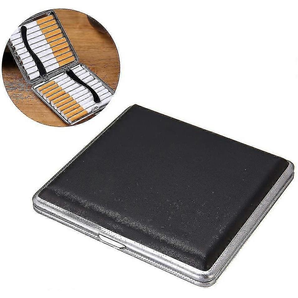 Leather Metal Cigarette Case, Can Hold 20 Cigarettes