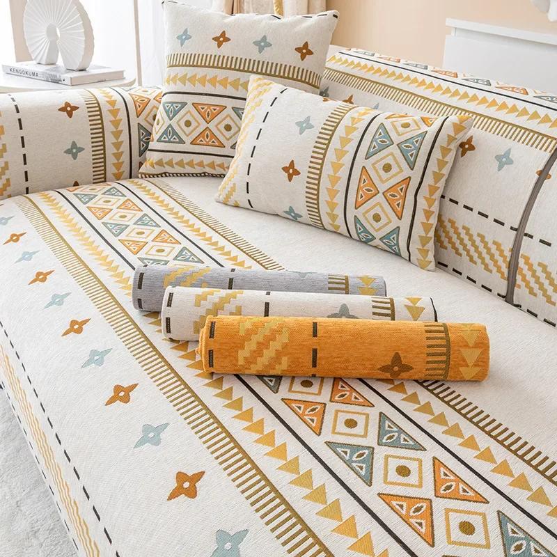 Thickened Fabric Sofa Cover I Shape Slipcover Seat Sofa Towel Dust Cover Towel Couches For Living Room Decor Chair Mat 3 Seater